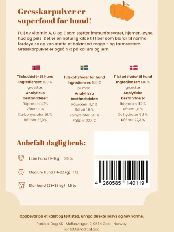 Gresskarpulver - 200gr